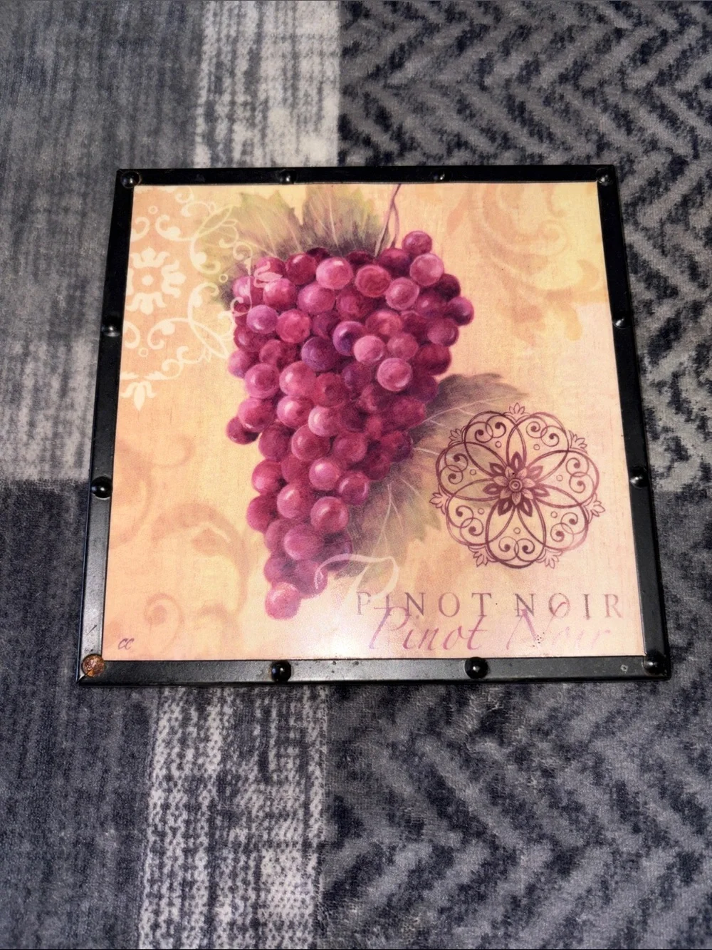 Pinot Noir Grapes Wall Art - Purple Framed Home Accent